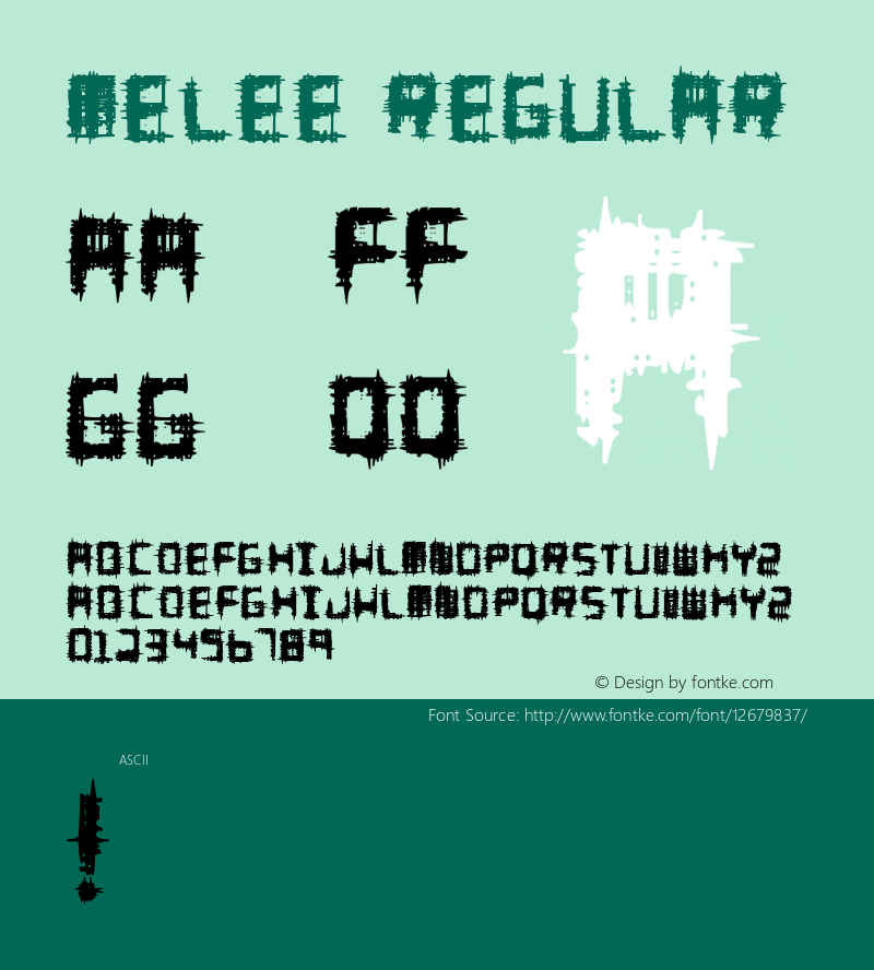 Melee Regular 1999; 1.0, initial release Font Sample