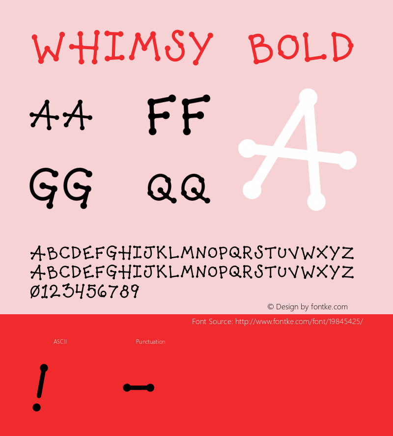 Whimsy Bold Version 1.000;PS 001.000;hotconv 1.0.88;makeotf.lib2.5.64775 Font Sample