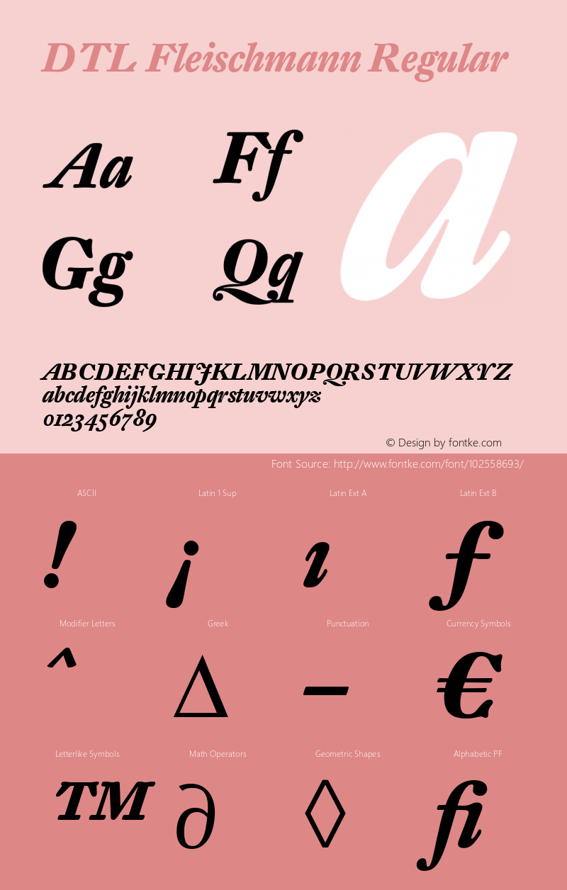 DTL Fleischmann ST Bold Italic 001.000 Font Sample