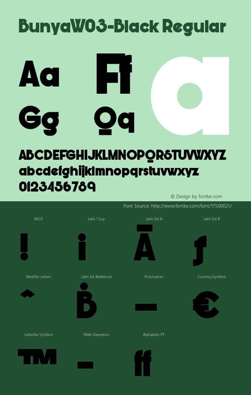 BunyaW03-Black Regular Version 1.00 Font Sample