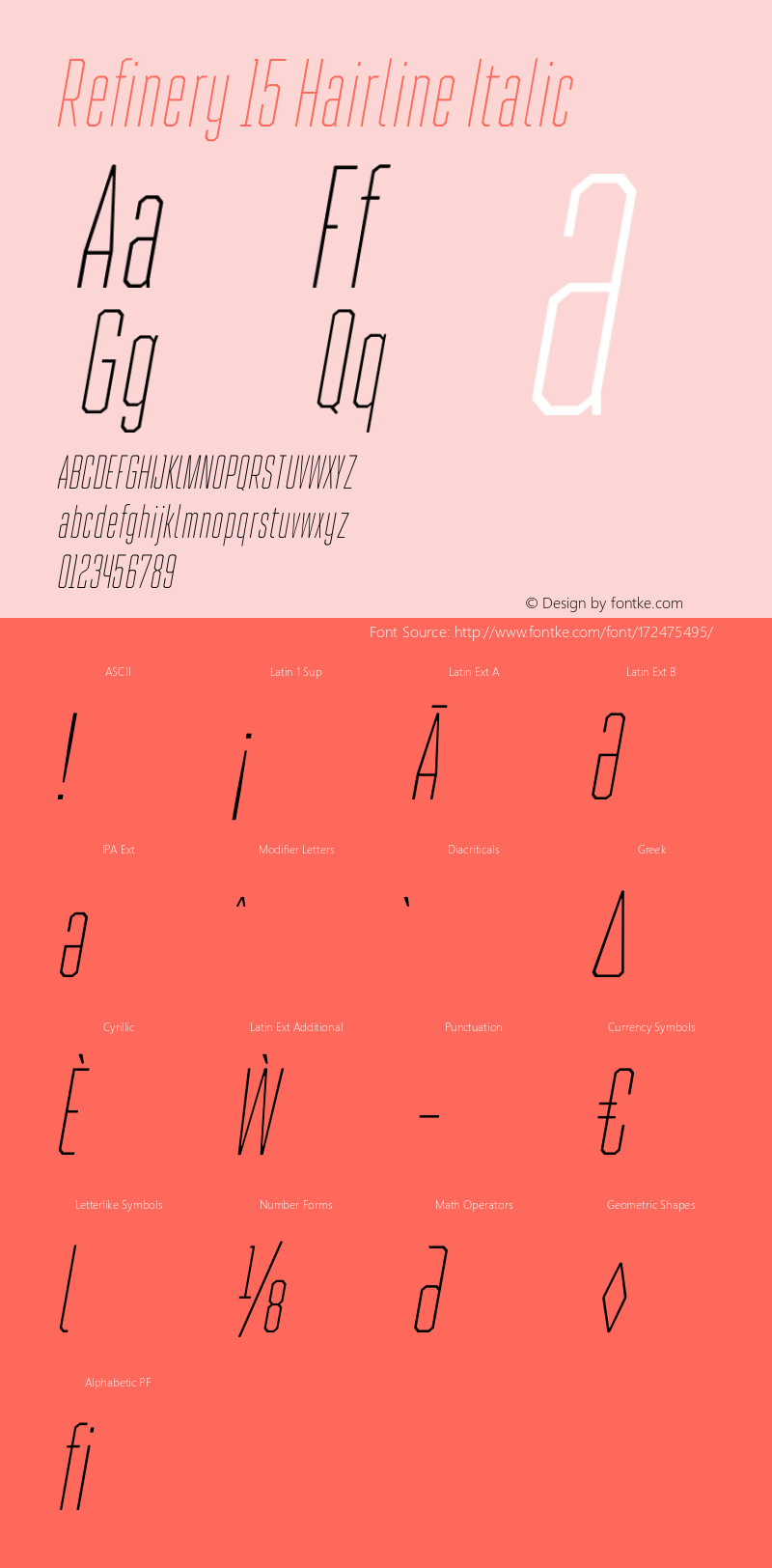 Refinery 15 Hairline Italic Version 1.000;hotconv 1.0.109;makeotfexe 2.5.65596图片样张