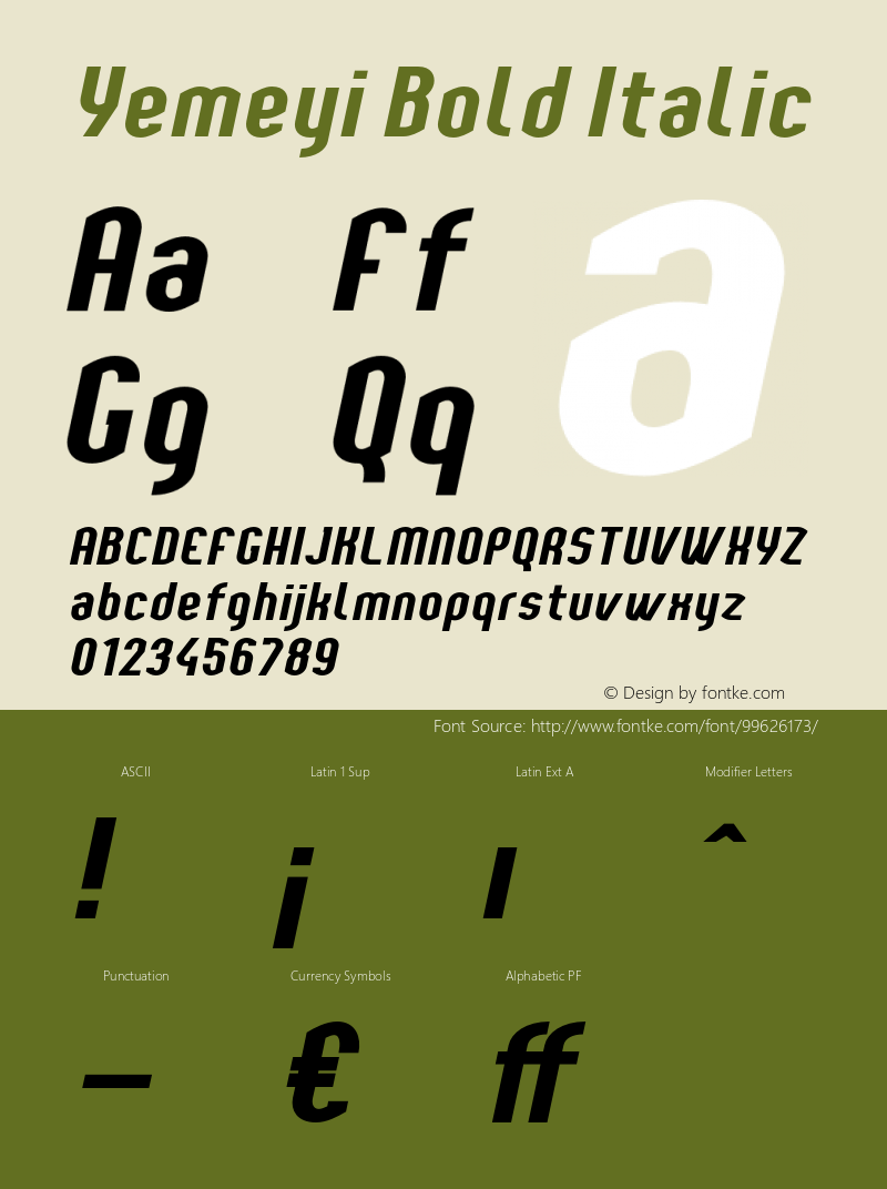 YemeyiBoldItalic Version 1.0; Jan 2021 by Audry Kitoko Makelele Font Sample