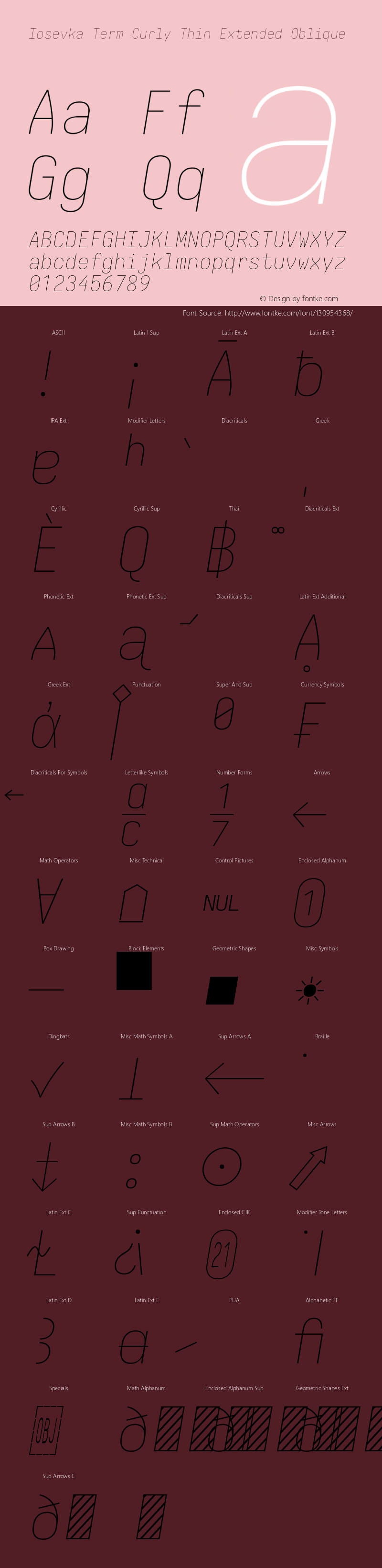 Iosevka Term Curly Thin Extended Oblique Version 5.0.8 Font Sample