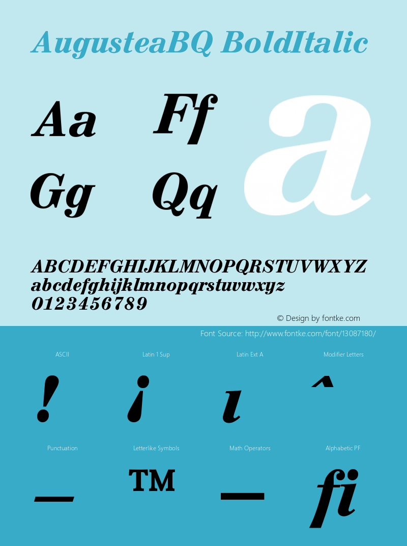 AugusteaBQ BoldItalic Version 001.000 Font Sample