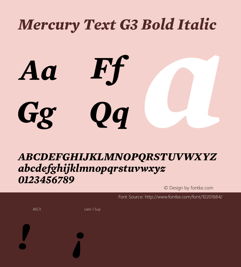 Mercury Text G3 Bold Italic 001.000 Font Sample