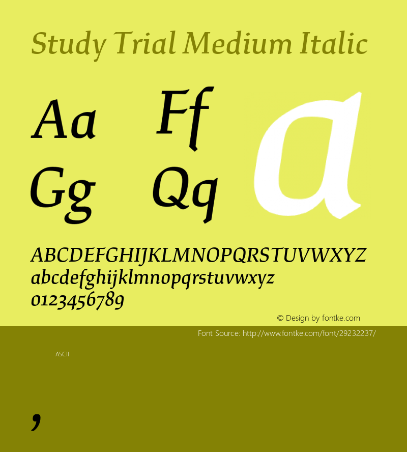 Study Trial Medium Italic Version 1.020;hotconv 1.0.109;makeotfexe 2.5.65596 Font Sample