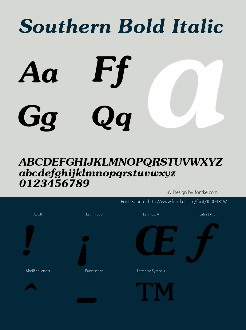 Southern Bold Italic v1.0c Font Sample