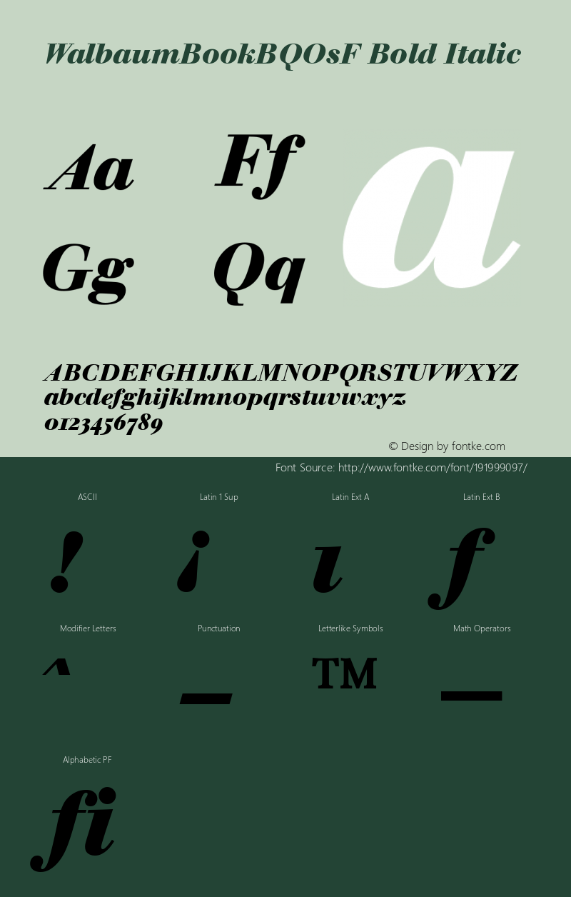 WalbaumBookBQOsF Bold Italic 001.001图片样张