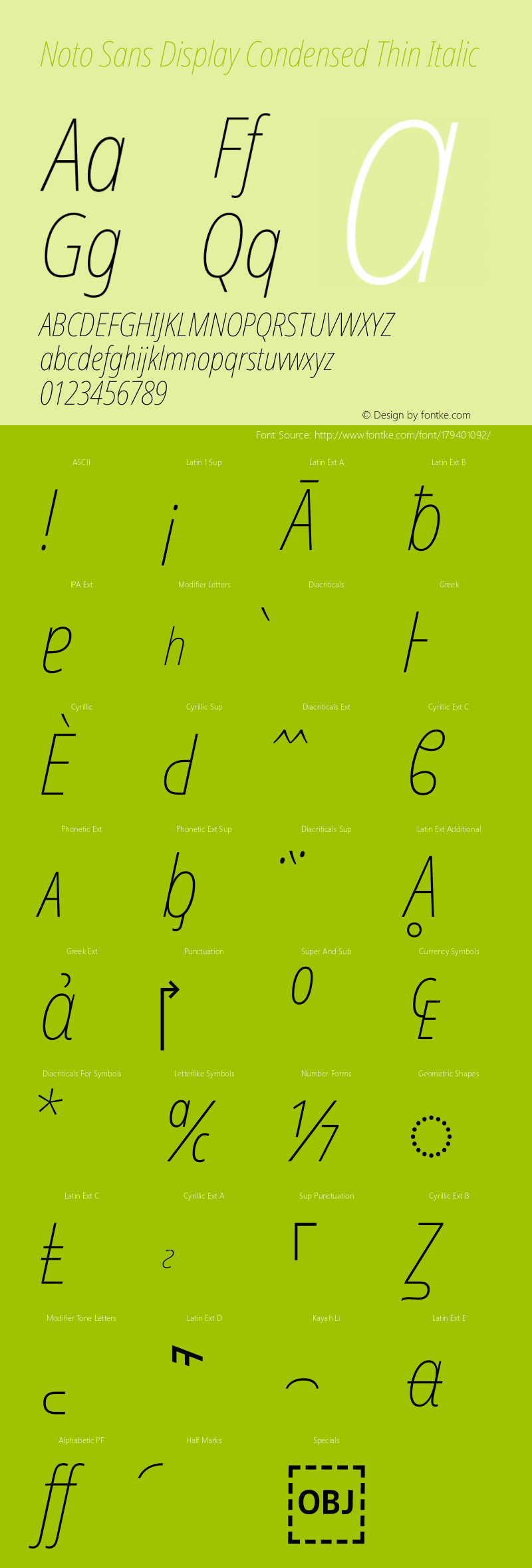 Noto Sans Display Condensed Thin Italic Version 2.005图片样张