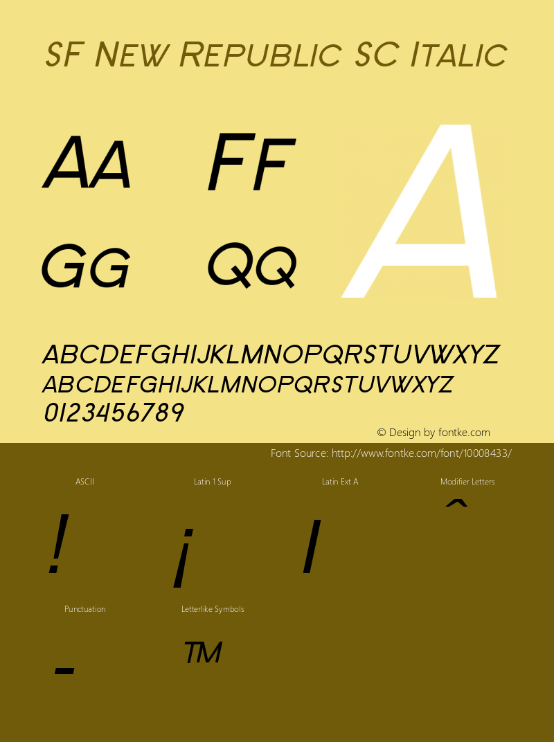 SF New Republic SC Italic v2.0 - Freeware Font Sample