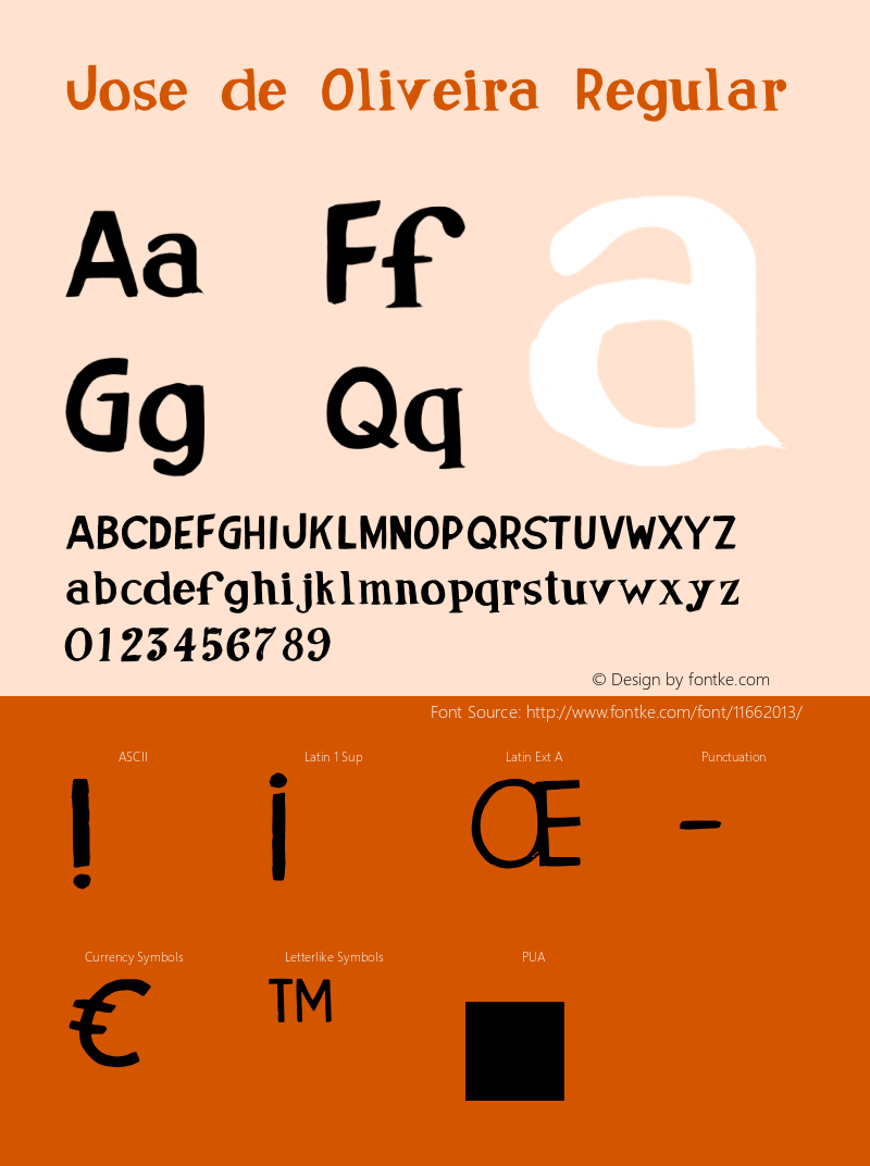 Jose de Oliveira Regular Version 0.7 Font Sample