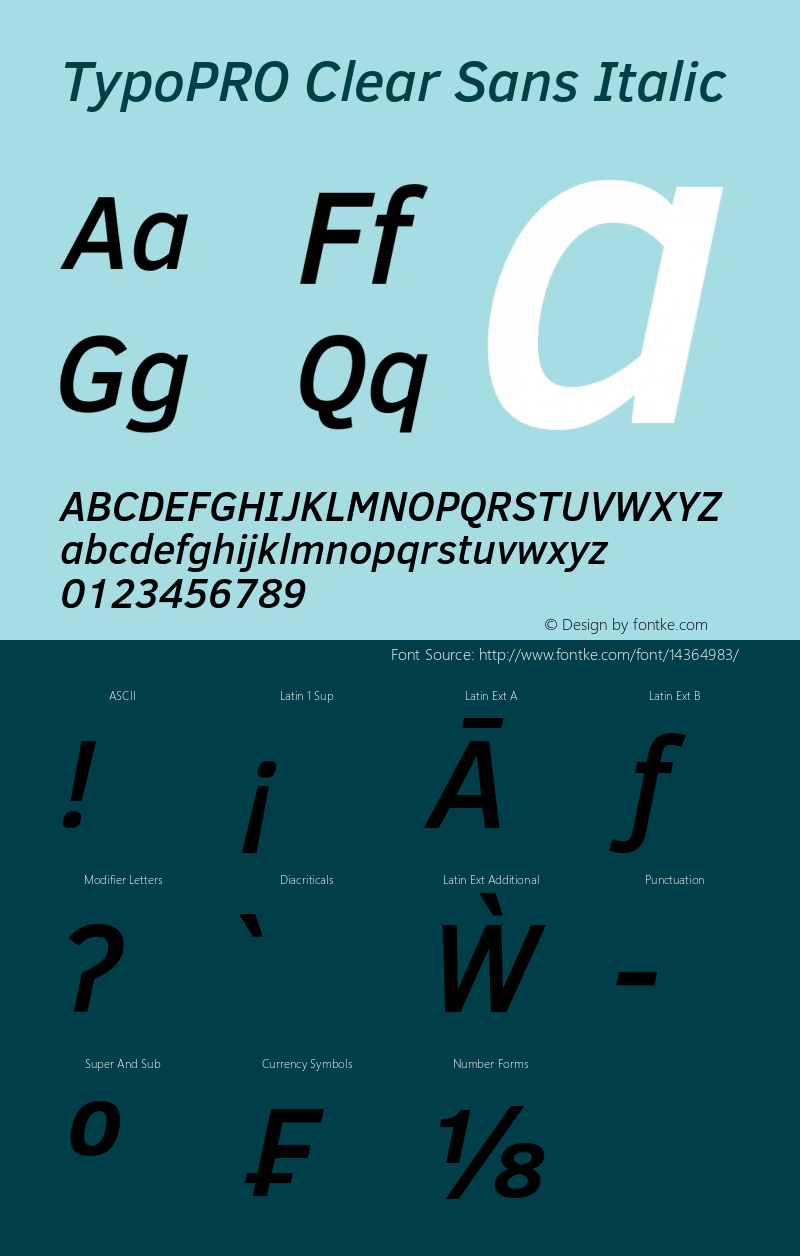 TypoPRO Clear Sans Italic Version 1.00 Font Sample