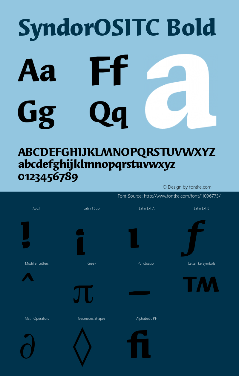 SyndorOSITC Bold Version 001.000 Font Sample