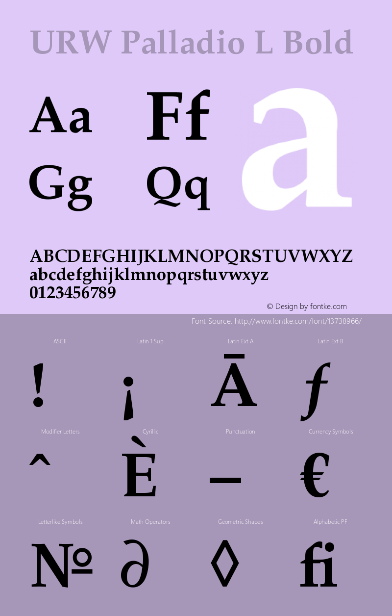 URW Palladio L Bold Version 1.06 Font Sample