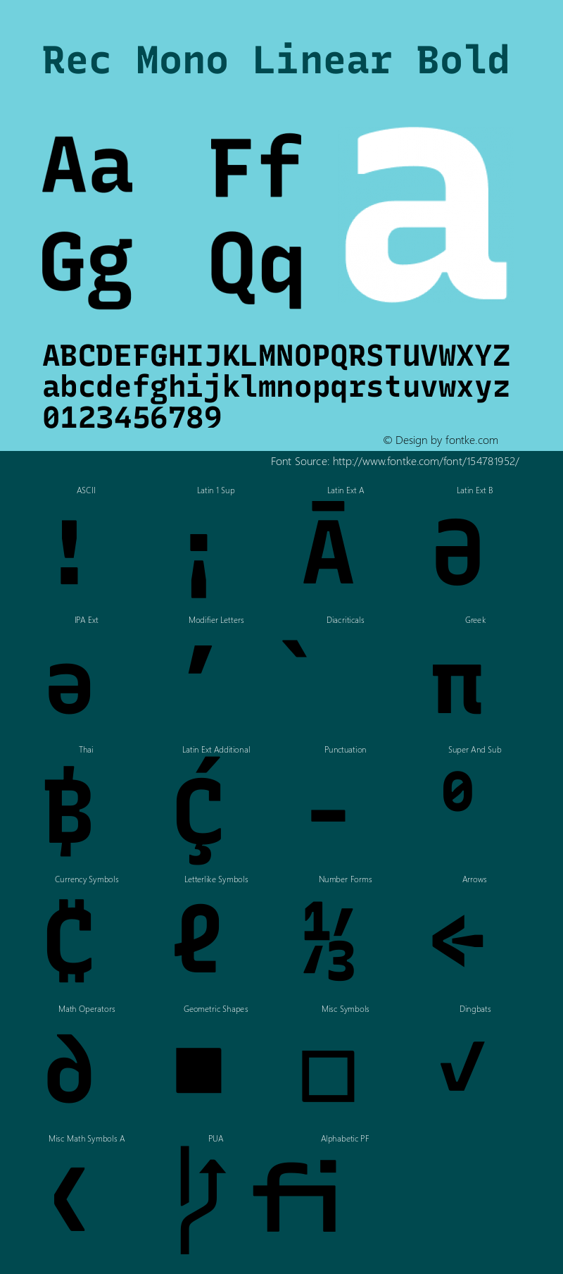 Rec Mono Linear Bold Version 1.073 Font Sample