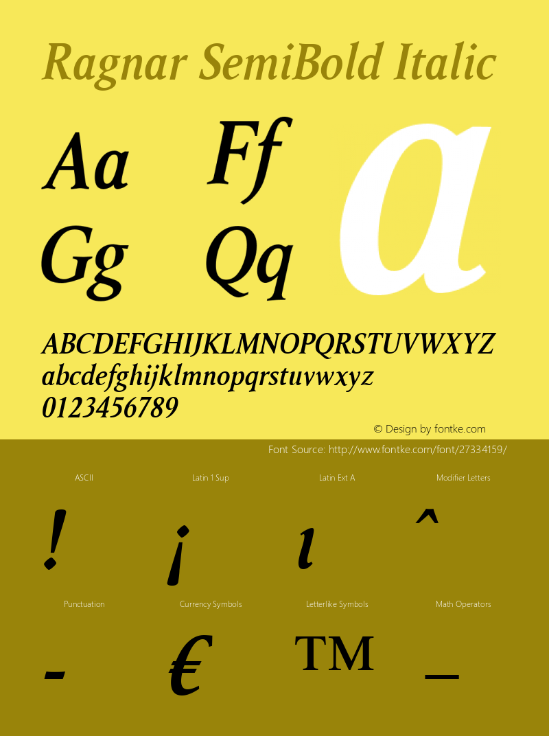 Ragnar SemiBold Italic Version 2.01 Font Sample