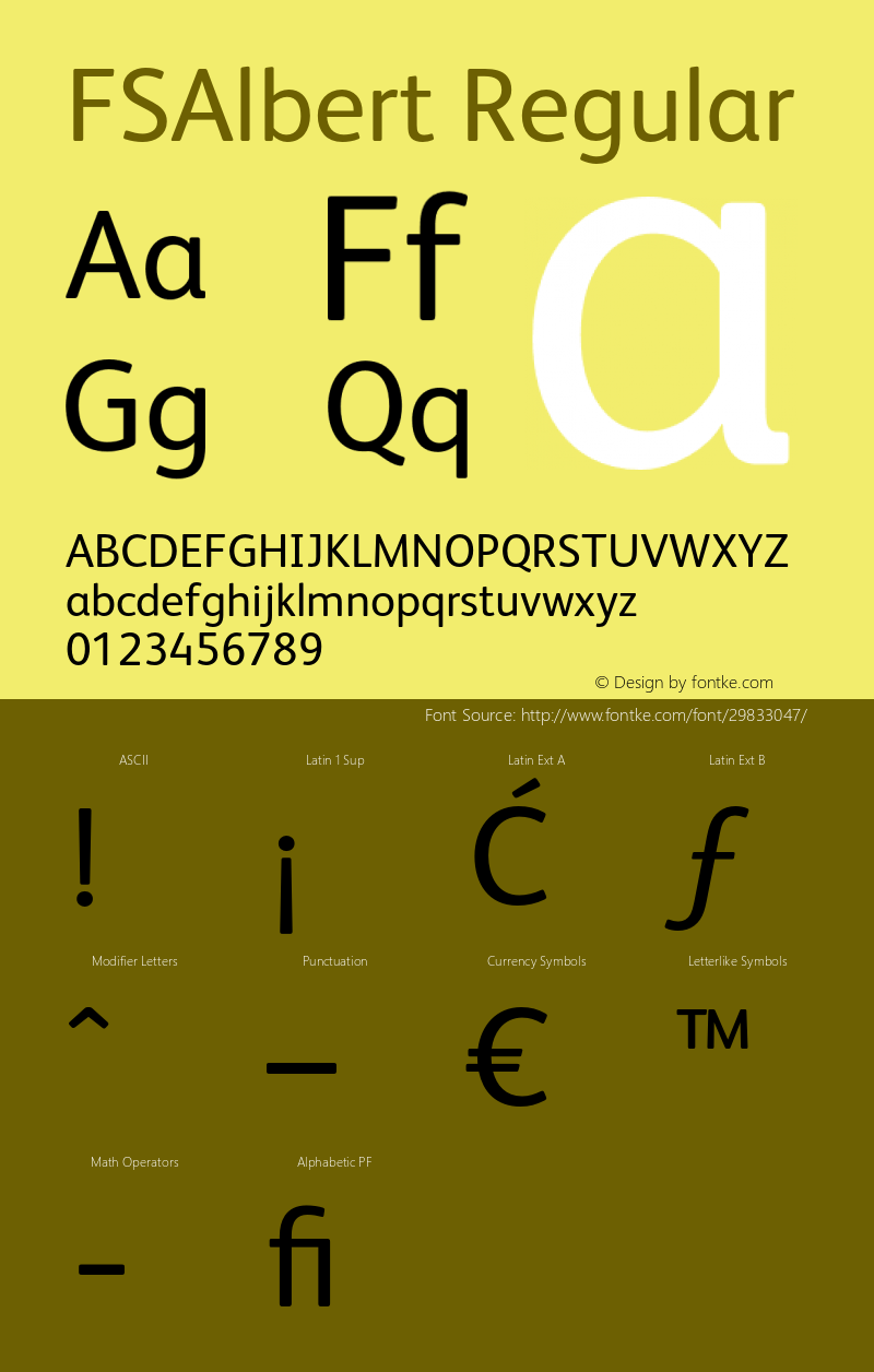 FSAlbert Regular Version 1.000;PS 001.000;hotconv 1.0.38 Font Sample