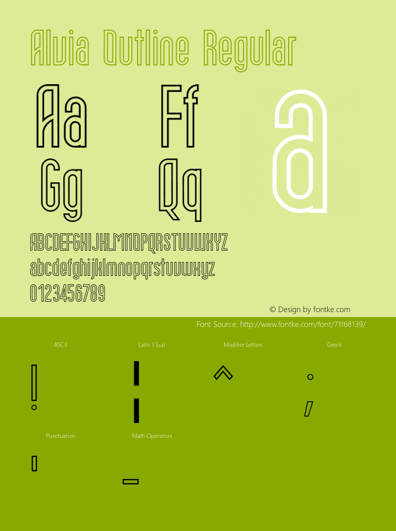 Alvia Outline Version 1.00;July 8, 2020;FontCreator 11.5.0.2422 64-bit Font Sample