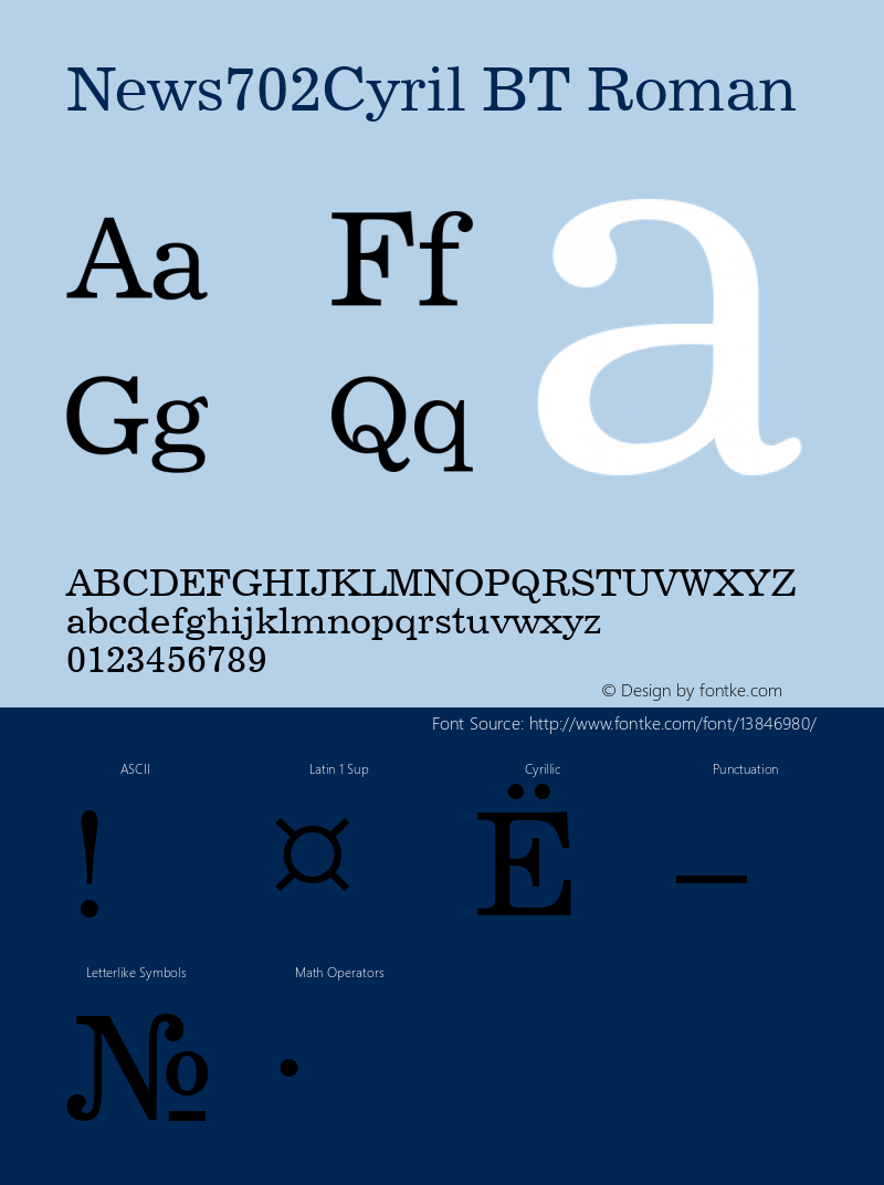 News702Cyril BT Roman mfgpctt-v1.79 Feb 17 1994 Font Sample