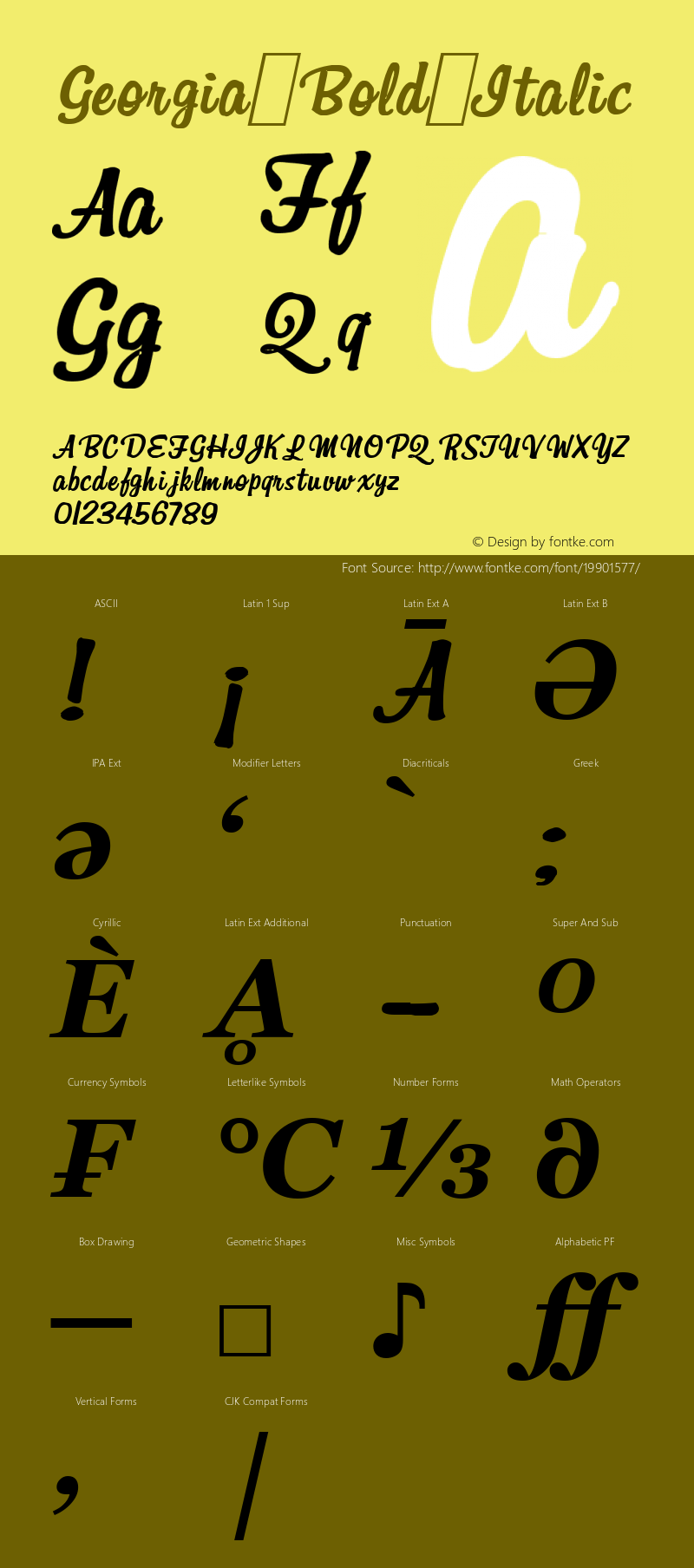 Georgia Bold Italic Version 5.00x-4 Font Sample