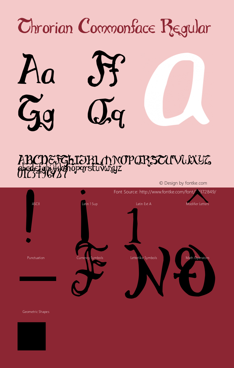 Throrian Commonface Regular Version 1.00 April 15, 2012, initial release Font Sample