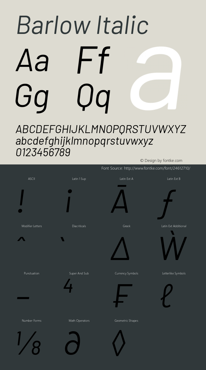 Barlow Italic Version 1.107 Font Sample