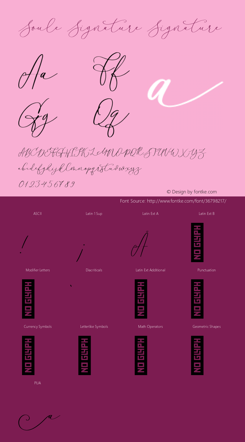 Soule Signature Signature Version 1.00;June 20, 2019;FontCreator 11.5.0.2422 64-bit Font Sample