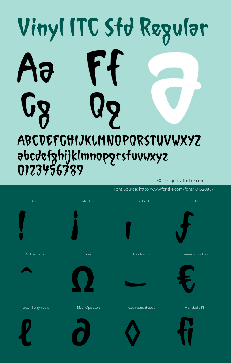 Vinyl ITC Std Regular Version 1.000;PS 001.000;hotconv 1.0.38 Font Sample