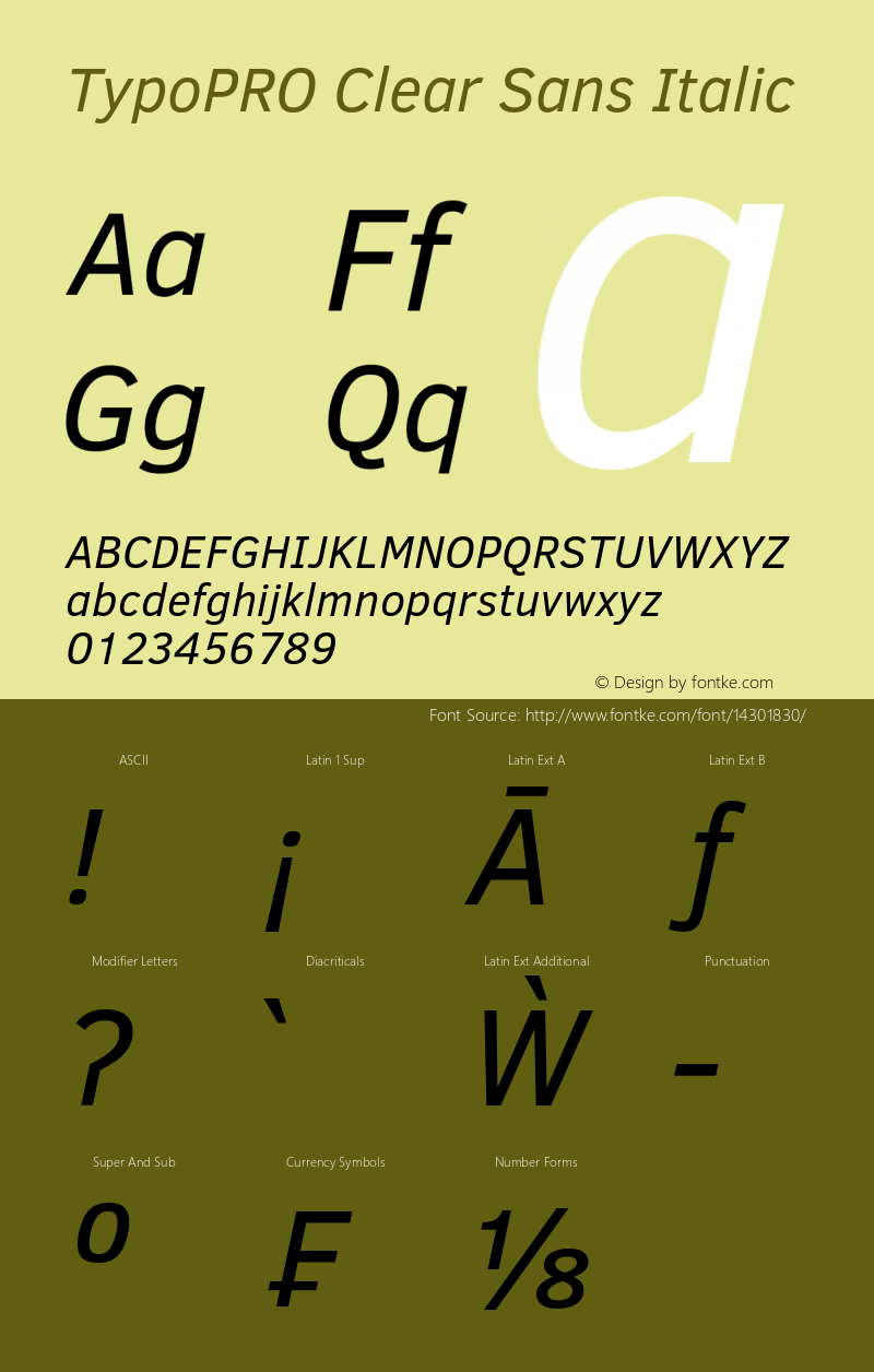 TypoPRO Clear Sans Italic Version 1.00 Font Sample