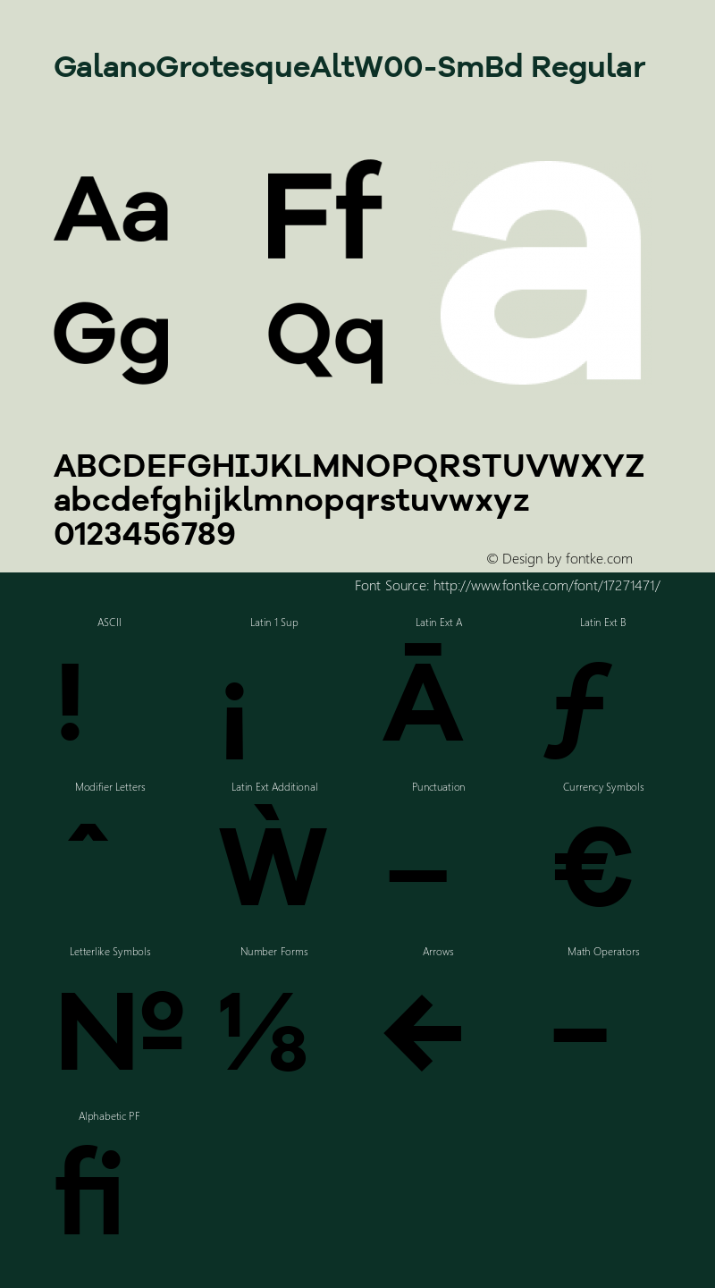 GalanoGrotesqueAltW00-SmBd Regular Version 1.00 Font Sample