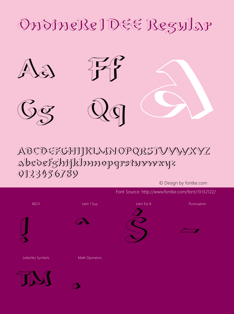 OndineRe1DEE Regular Version 001.005 Font Sample