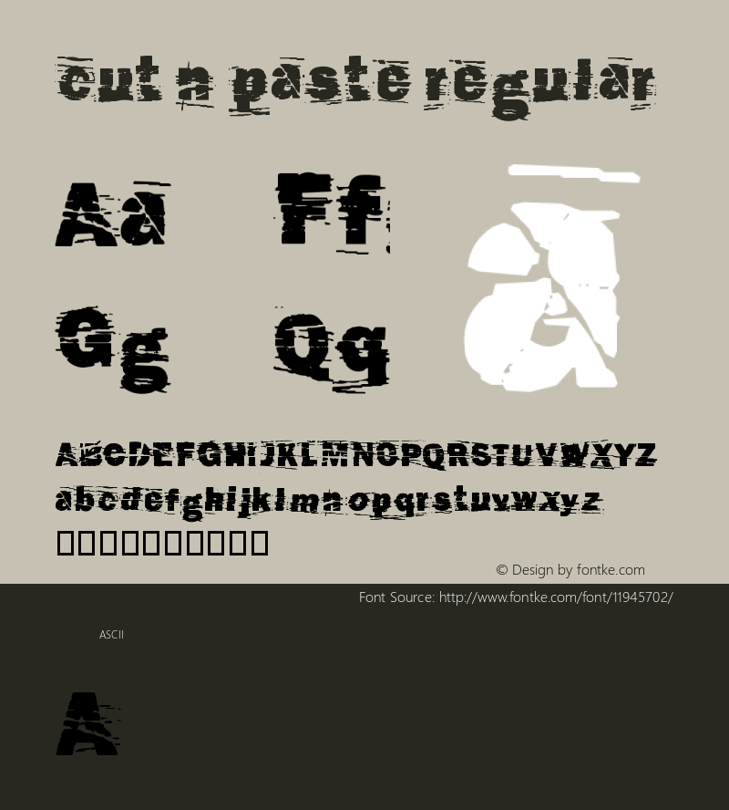 cut n paste regular Version 1.50 Font Sample