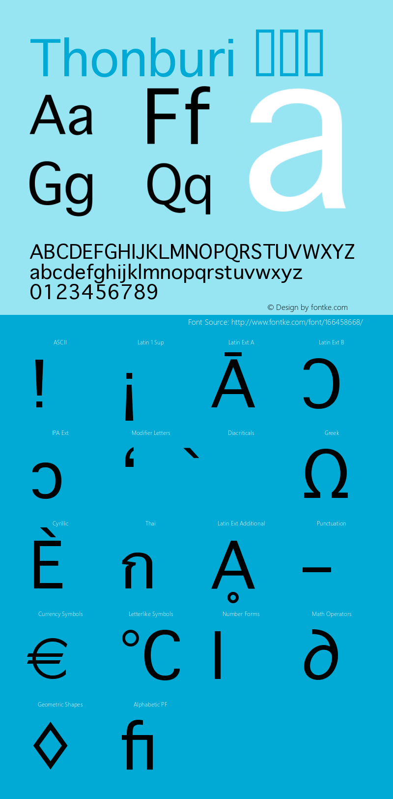 Thonburi 常规体  Font Sample