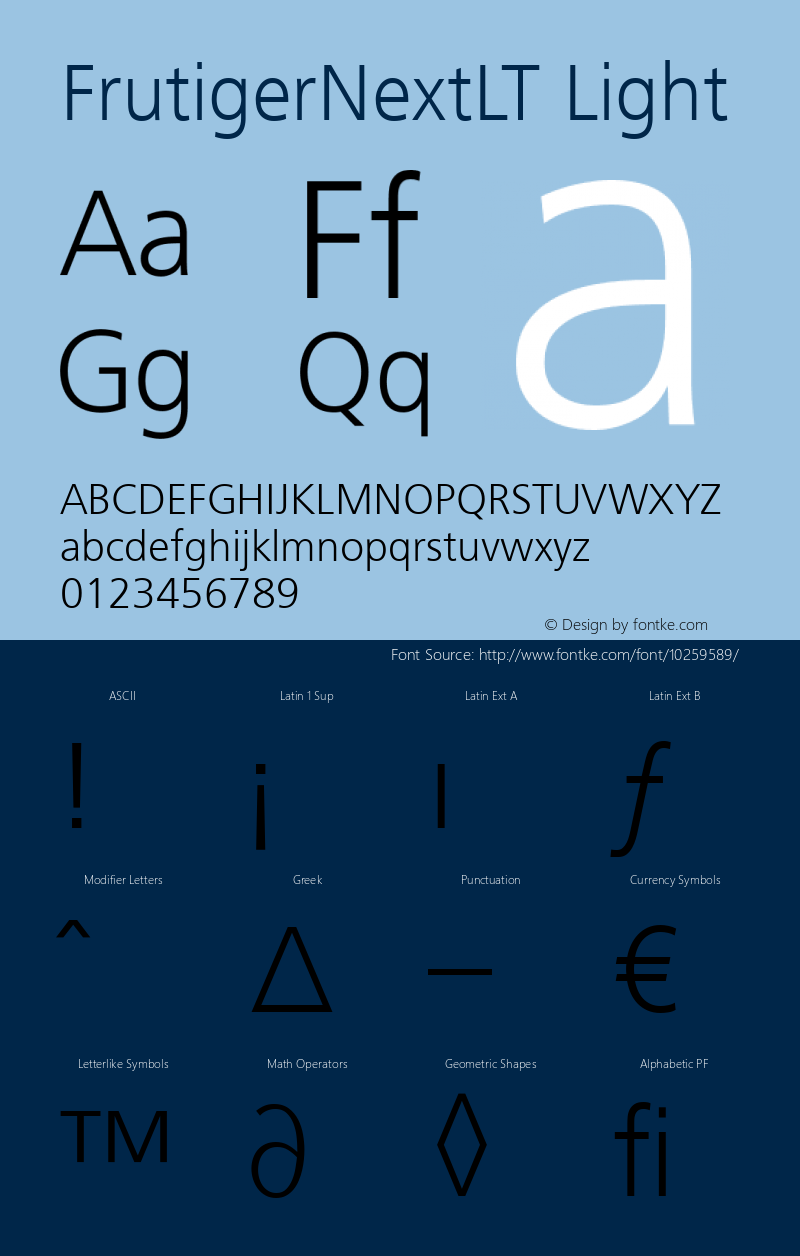 FrutigerNextLT Light 001.000 Font Sample