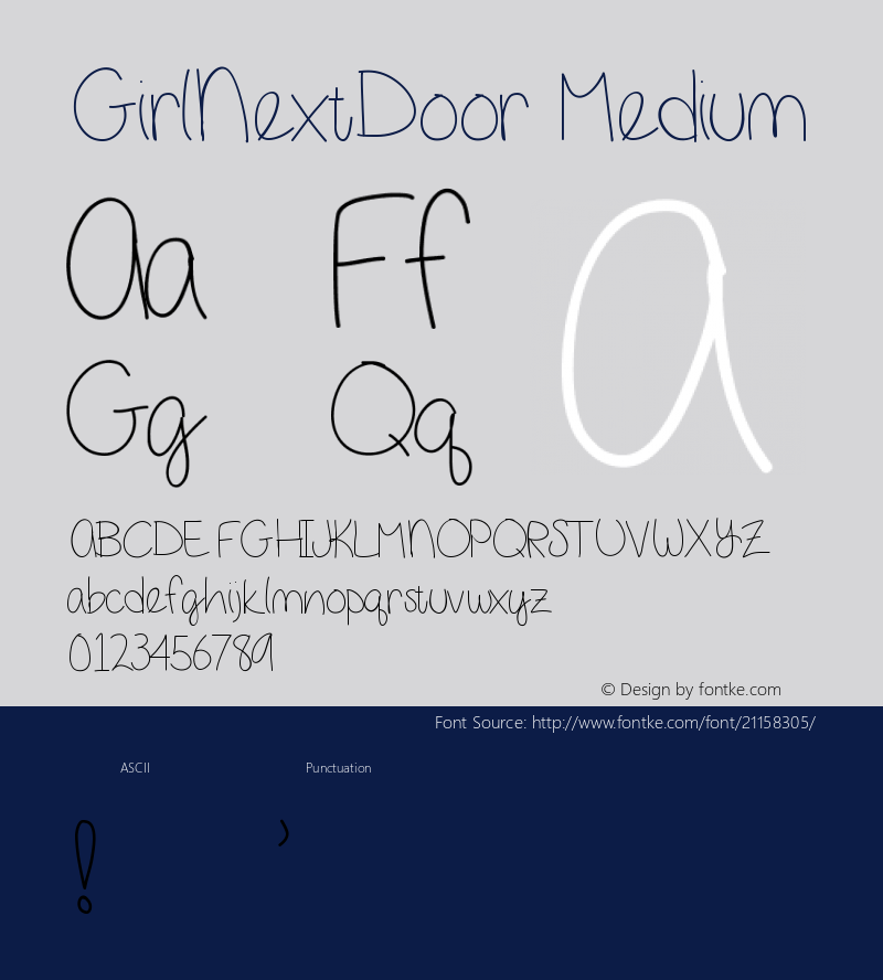 GirlNextDoor Version 001.000 Font Sample