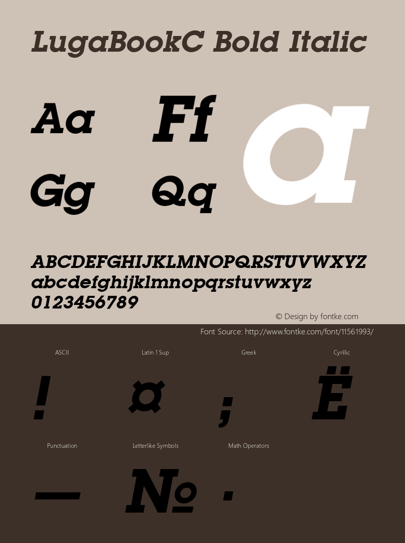 LugaBookC Bold Italic Version 1.000 Font Sample