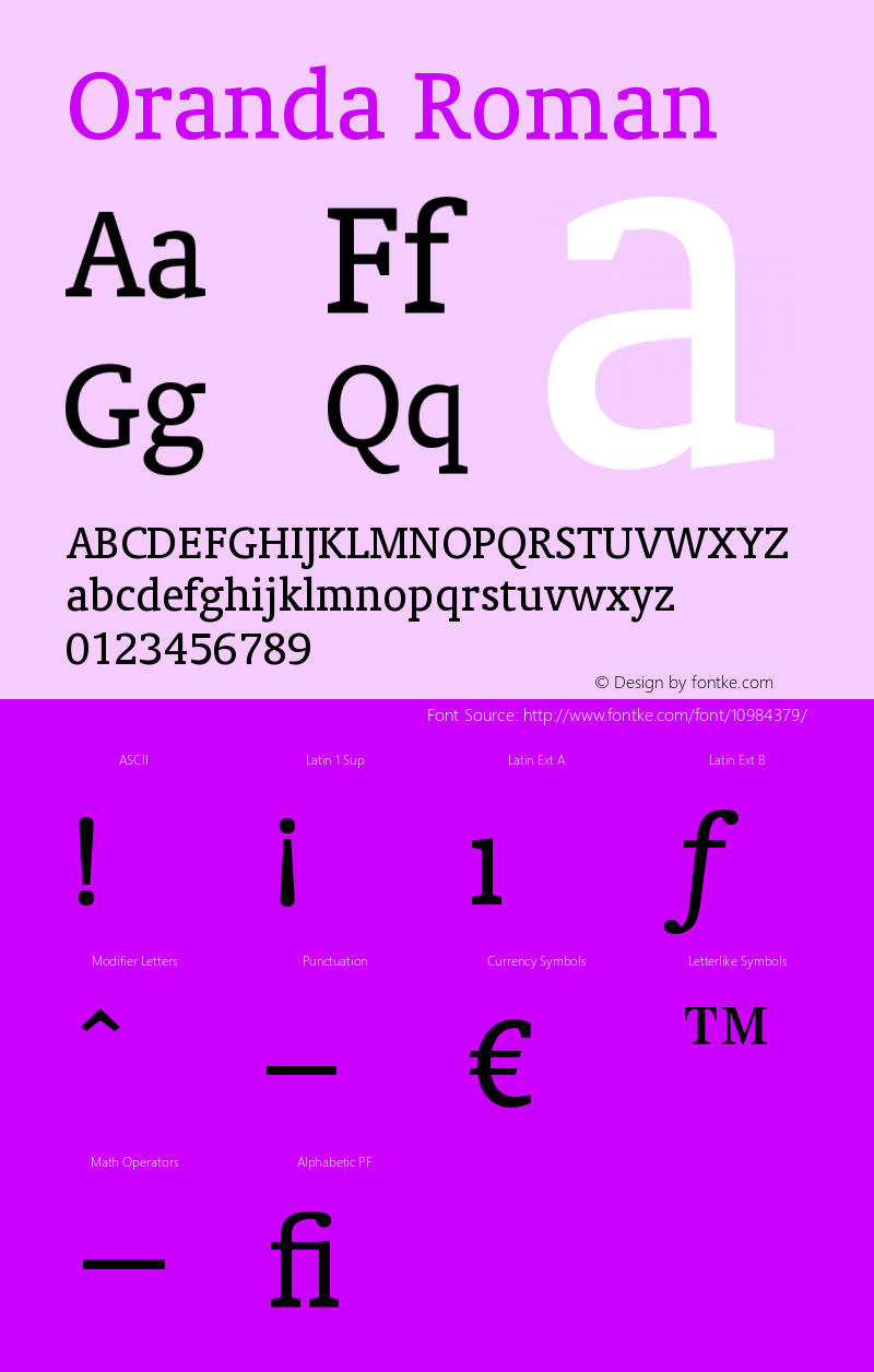 Oranda Roman Version 003.001 Font Sample