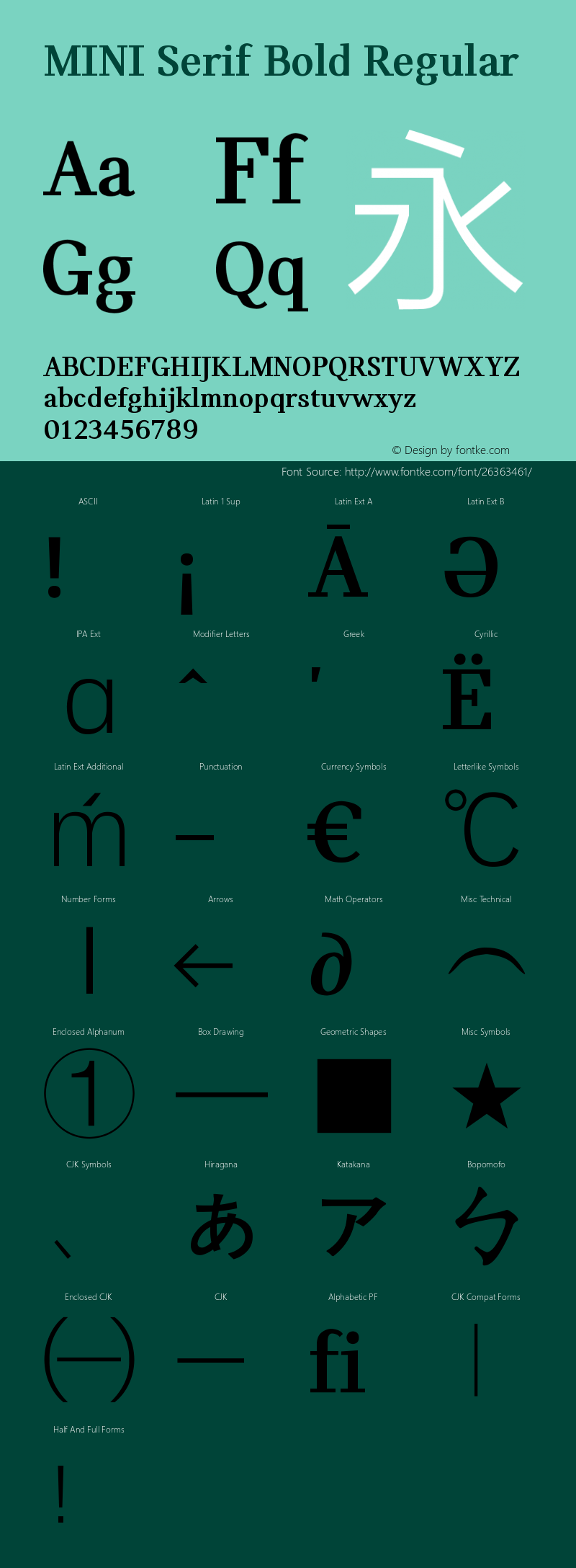 MINI Serif Bold Version 1.00 Font Sample