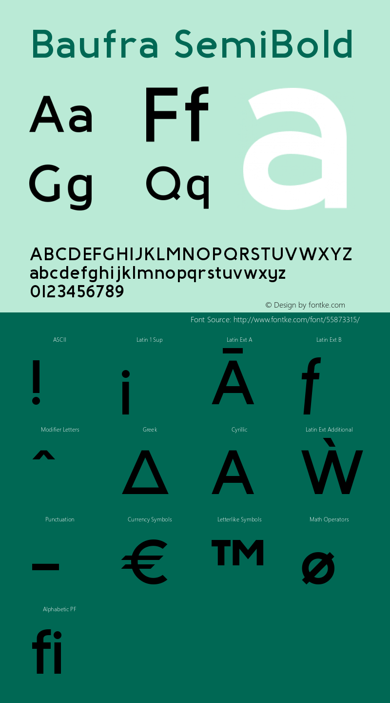 Baufra-SemiBold Version 1.001;PS 001.001;hotconv 1.0.56;makeotf.lib2.0.21325 Font Sample