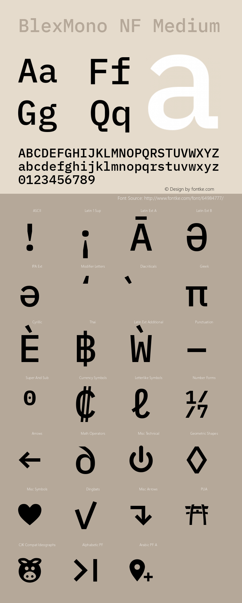 Blex Mono Medium Nerd Font Complete Mono Windows Compatible Version 2.000 Font Sample