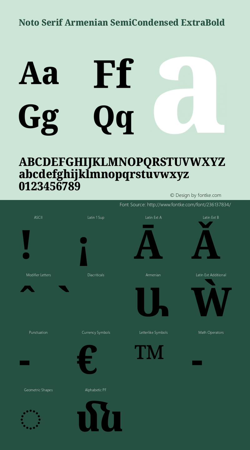 Noto Serif Armenian SemiCondensed ExtraBold Version 2.007图片样张