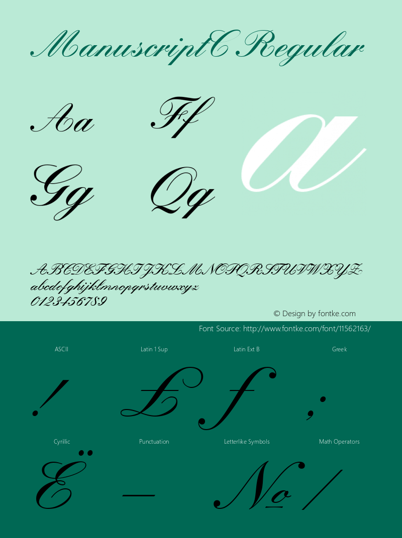 ManuscriptC Regular Version 001.000 Font Sample