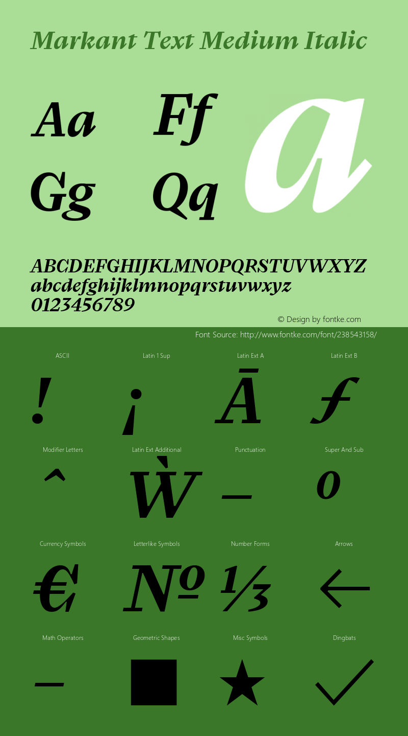 Markant Text Medium Italic Version 1.000图片样张