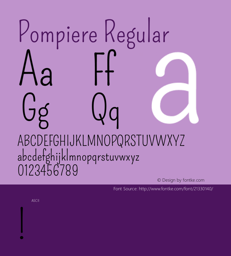 Pompiere Version 1.0 Font Sample