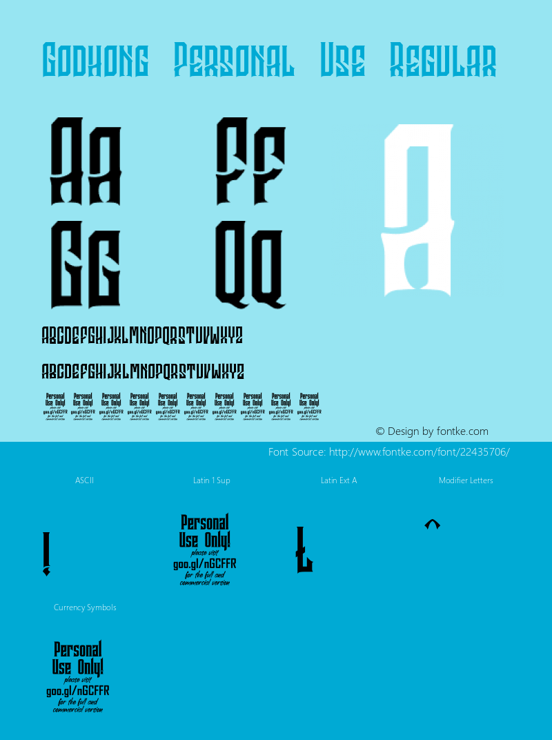 Godhong Personal Use Version 1.000 Font Sample