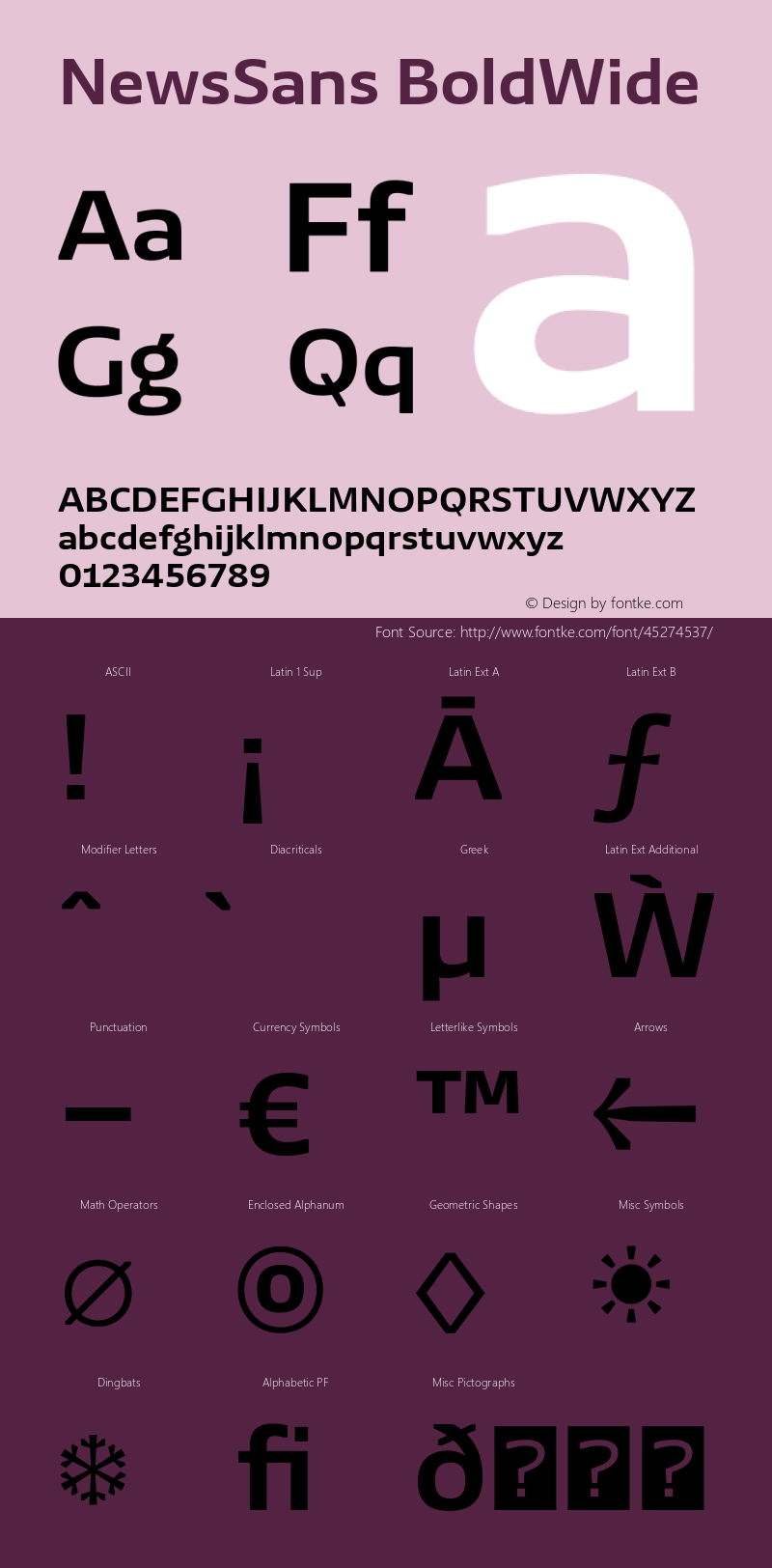 NewsSans BoldWide Version 1.000 Font Sample