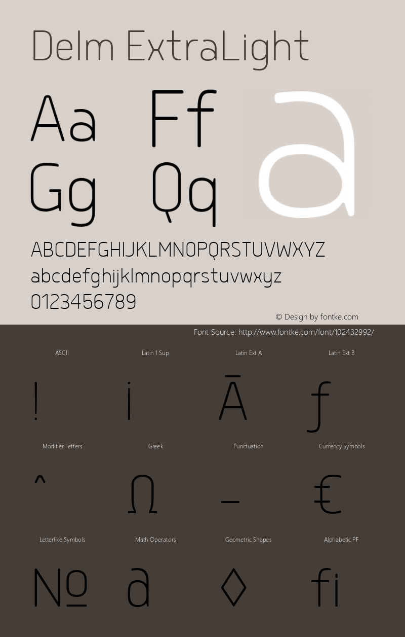 Delm ExtraLight 1.000 Font Sample