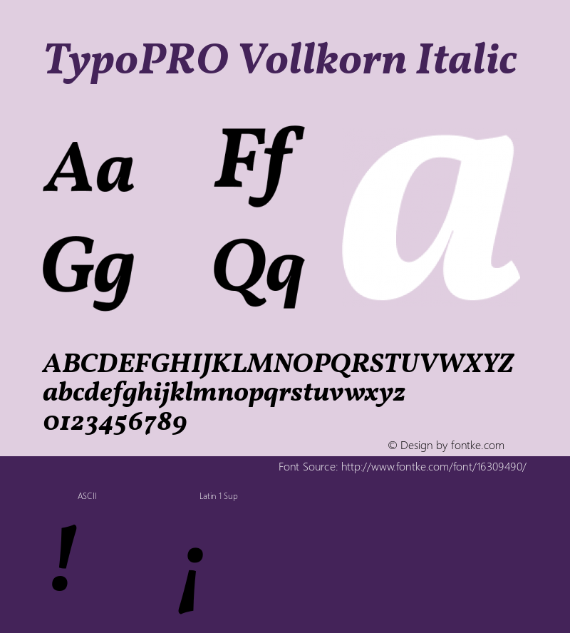 TypoPRO Vollkorn Italic Version 3.005;PS 003.005;hotconv 1.0.70;makeotf.lib2.5.58329 Font Sample