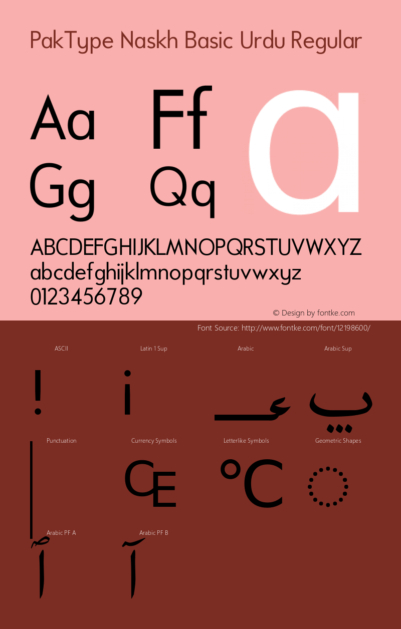 PakType Naskh Basic Urdu Regular Version 3.0 Font Sample