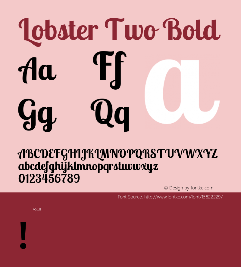 Lobster Two Bold Version 1.006; ttfautohint (v1.4.1) Font Sample